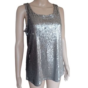 Cupcakes and Cashmere Womens Sleeveless Top Gold Sequins Scoop Neck Size Small
